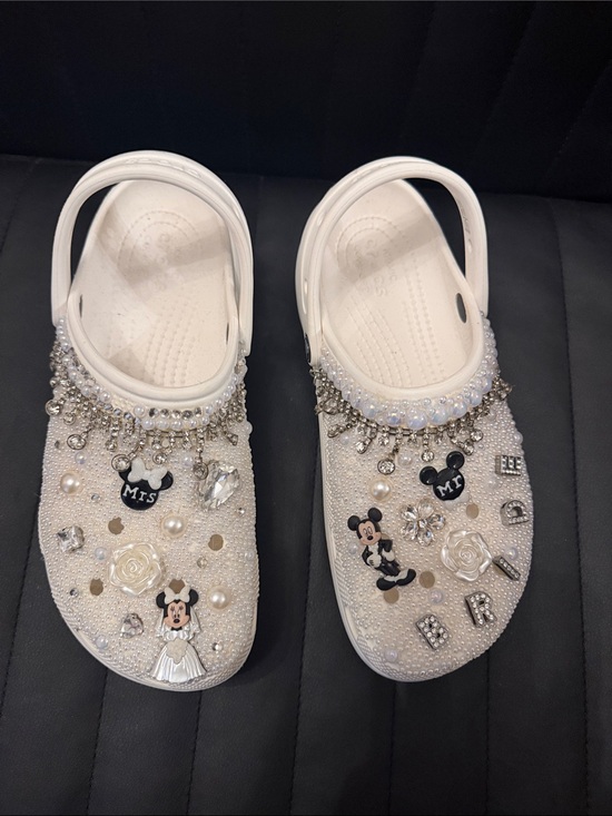 CROCS Shoes - Women- Disney Wedding-Decorative Slip-On Platform Crocs with Crystal Charms